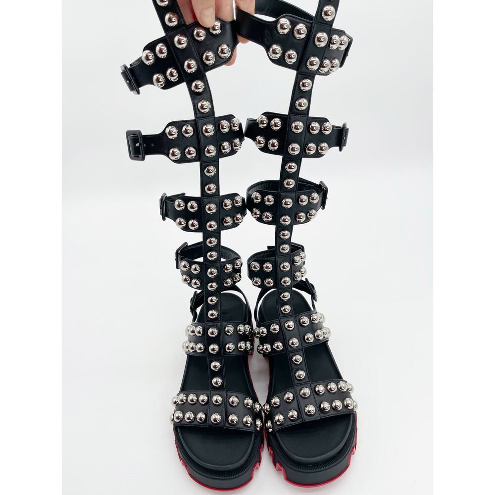 Christian Louboutin Gladiadune Black Studded Gladiator Lug Sole Sandals EU 36 - Picture 4 of 11